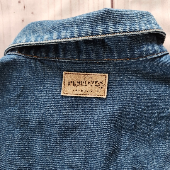 Pendleton Vintage Denim Vest Wool Blanket USA Flag Red White | Women's Size XL - Picture 8 of 12